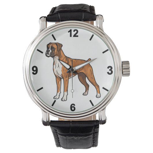 Boxer Dog Wrist Watch Cute Pet Style 腕時計 (正面)