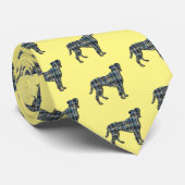 Boxer Dog Yellow & Blue Grid Lines Yellow ネクタイ (ロール)