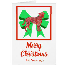 Boxer Dogs Cute Christmas Dog & Green Bow Card