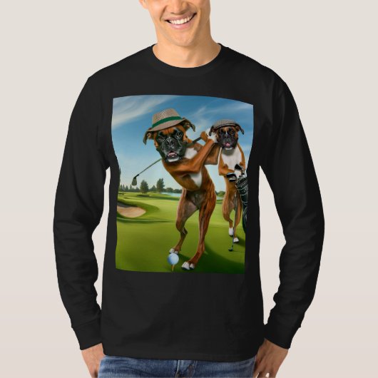 Boxer Dogs Playing Golf Tシャツ (正面)