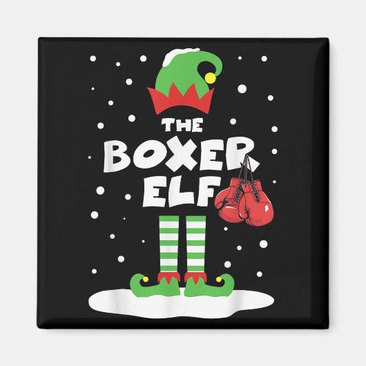 Boxer Elf Matching Group Family Holiday Xmas Costu マグネット (正面)