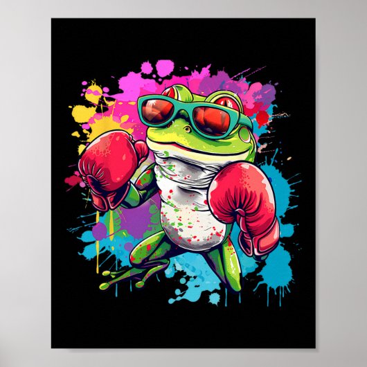 Boxer Frog With Boxing Gloves Kickboxing Funny Box ポスター (正面)