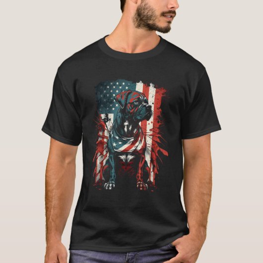 Boxer Funny America USA Flag Dog Lover K-9 Unit Pa Tシャツ (正面)