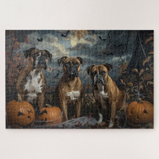 Boxer Halloween Night Doggy Delight ジグソーパズル (横)