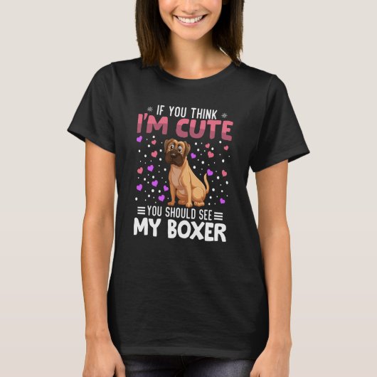 Boxer Heart Valentine's Day Animal For Womens Kids Tシャツ (正面)