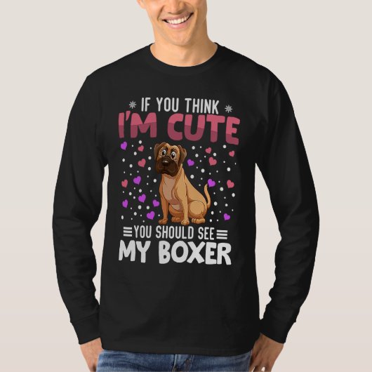 Boxer Heart Valentine's Day Animal For Womens Kids Tシャツ (正面)