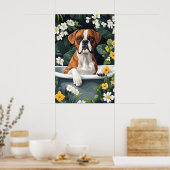 Boxer In Bathtub Poster, Funny Dog Poster, Boxer ポスター (キッチン)
