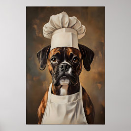 Boxer In Chefs Hat Poster, Pet Poster, Boxer In ポスター