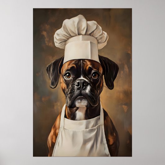 Boxer In Chefs Hat Poster, Pet Poster, Boxer In ポスター (正面)