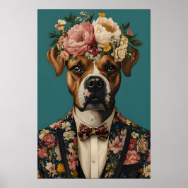 Boxer In Suit Poster, Boxer Portrait, Boxer Oil ポスター