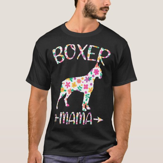 Boxer Mama Floral Dog Mom Mothers Day Tシャツ (正面)