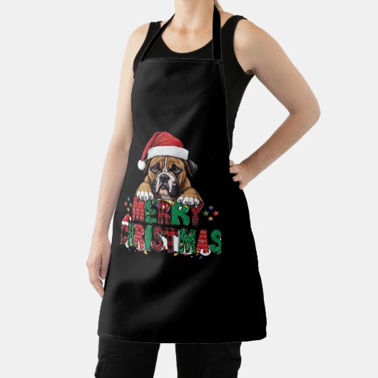 Boxer - Merry Christmas Dog Oversized T-Shirt エプロン (インサイチュ)
