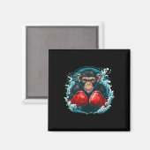 Boxer Monkey With Boxing Gloves Kickboxing Funny B マグネット (正面/裏面)
