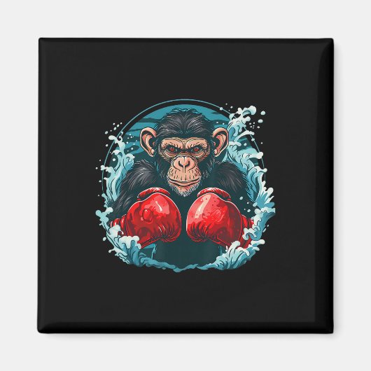 Boxer Monkey With Boxing Gloves Kickboxing Funny B マグネット (正面)
