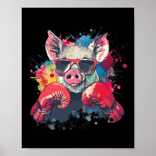 Boxer Pig With Boxing Gloves Kickboxing Funny Boxi ポスター (正面)