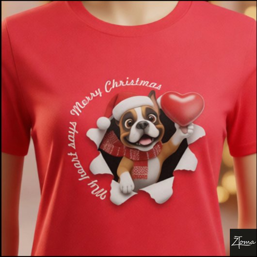 Boxer Puppy Christmas Heart Scarf Graphic Tシャツ