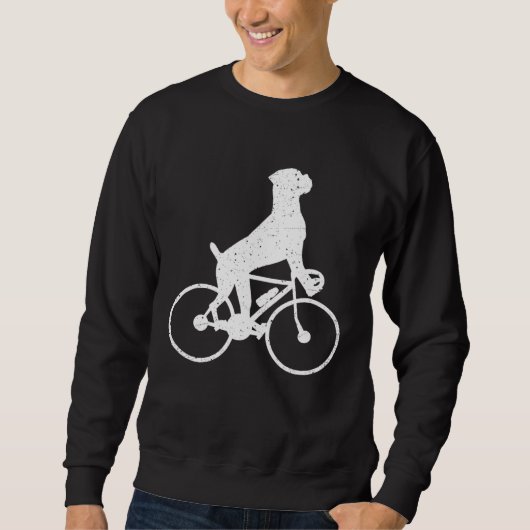 Boxer riding a bicycle boxer dog  autumn スウェットシャツ (正面)