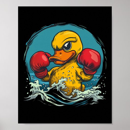Boxer Rubber Duck With Boxing Gloves Kickboxing Fu ポスター (正面)