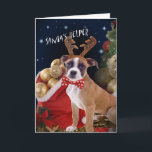 Boxer Santaのヘルパー用挨拶状 シーズンカード<br><div class="desc">FriskybizpetデザインによるBoxer Santaのヘルパー挨拶カード…... ... クリスマスの完璧なカード愛犬家。</div>