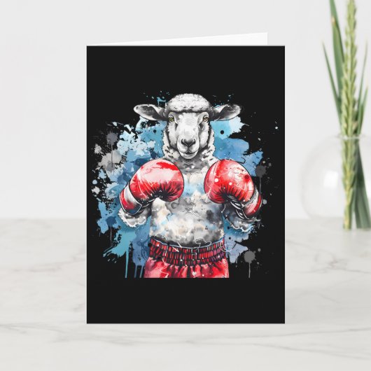 Boxer Sheep With Boxing Gloves Kickboxing Funny Bo カード (正面)