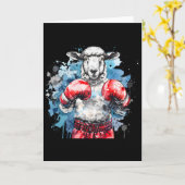 Boxer Sheep With Boxing Gloves Kickboxing Funny Bo カード (黄色い花)