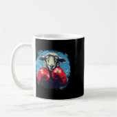 Boxer Sheep With Boxing Gloves Kickboxing Funny Bo コーヒーマグカップ (左)