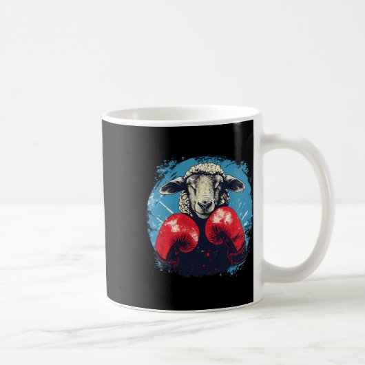 Boxer Sheep With Boxing Gloves Kickboxing Funny Bo コーヒーマグカップ (右)