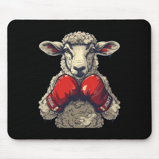 Boxer Sheep With Boxing Gloves Kickboxing Funny Bo マウスパッド (正面)