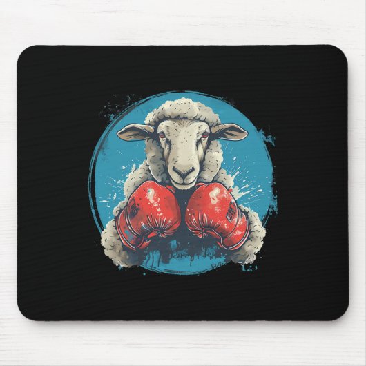 Boxer Sheep With Boxing Gloves Kickboxing Funny Bo マウスパッド (正面)