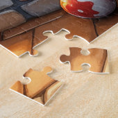 Boxer Sitting by Fireplace with Christmas Lights ジグソーパズル (側面)