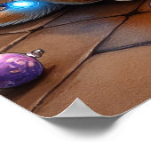 Boxer Sitting by Fireplace with Christmas Lights ポスター (角)