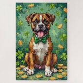 Boxer St Patrick’s Day Happy Lucky Dog ジグソーパズル (縦)