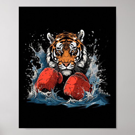 Boxer Tiger With Boxing Gloves Kickboxing Funny Bo ポスター (正面)