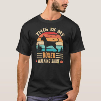 Boxer Walking Dad German Dog Walker Retro Sunset Tシャツ