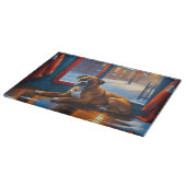 Boxer with Christmas Lights Holiday カッティングボード (角)