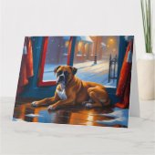 Boxer with Christmas Lights Holiday カード (正面)