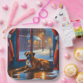 Boxer with Christmas Lights Holiday ペーパープレート (パーティー)