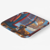 Boxer with Christmas Lights Holiday ペーパープレート (傾斜あり)