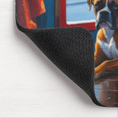 Boxer with Christmas Lights Holiday マウスパッド (コーナー)