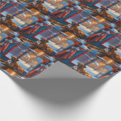 Boxer with Christmas Lights Holiday ラッピングペーパー (角)