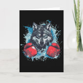 Boxer Wolf With Boxing Gloves Kickboxing Funny Box カード (正面)
