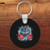 Boxer Wolf With Boxing Gloves Kickboxing Funny Box キーホルダー (正面)