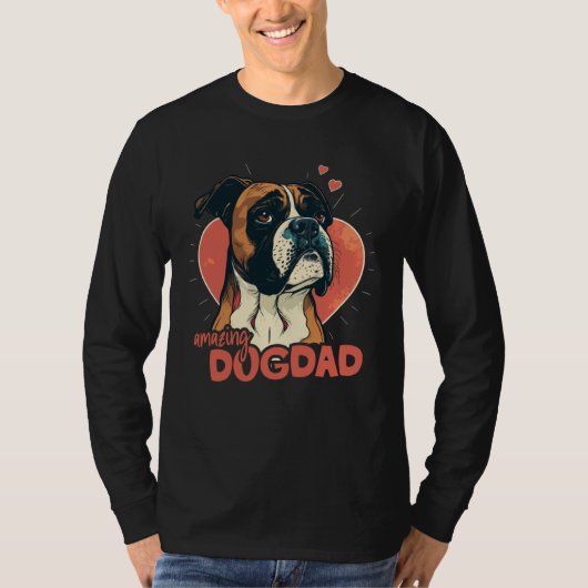 Boxerdog With Heartdecoration Amazing Dogdad  1 Tシャツ (正面)