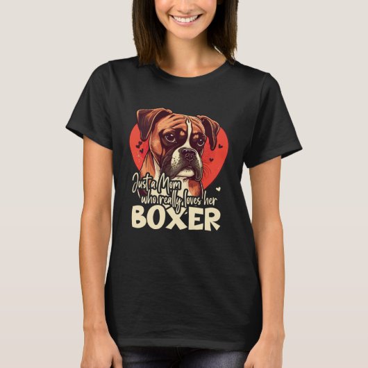 Boxerdog with heartdecoration Boxermom  4 Tシャツ (正面)