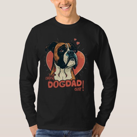 Boxerdog With Heartdecoration  Coolest Dogdad Tシャツ (正面)