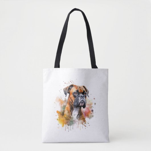 BoxerLove水彩画 – 忠実な犬種 トートバッグ (正面)