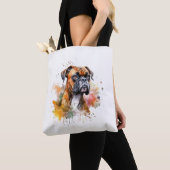BoxerLove水彩画 – 忠実な犬種 トートバッグ (クローズアップ)