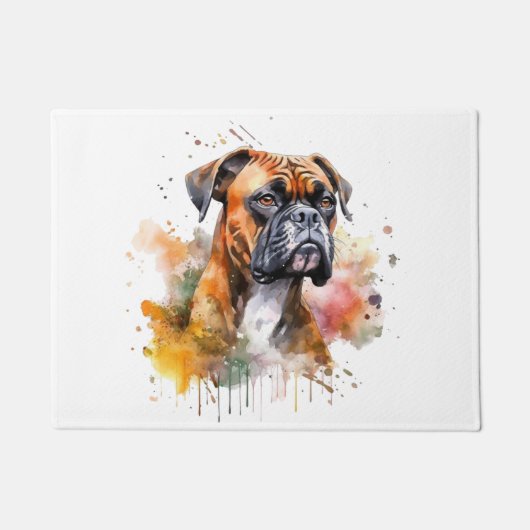 BoxerLove水彩画 – 忠実な犬種 ドアマット (正面)