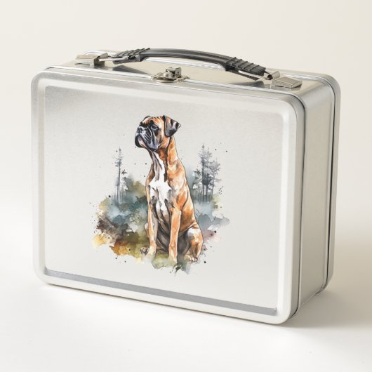 BoxerLoveArt鮮やかウォーター絵画カラーのRoyal メタルランチボックス (正面)