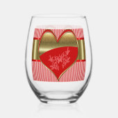Boxes of Hearts Stemless Wine Glass ステムなしワイングラス (裏面)